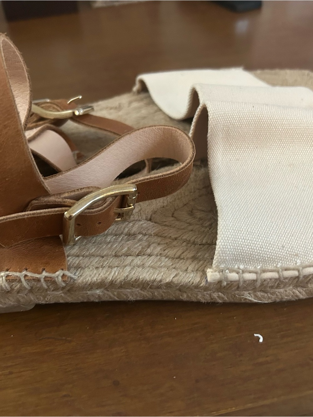 J. Crew Leather and Canvas Made in Spain ankle-strap espadrilles Beige 10 NWT